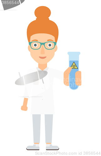 Image of Laboratory assistant with test tube.