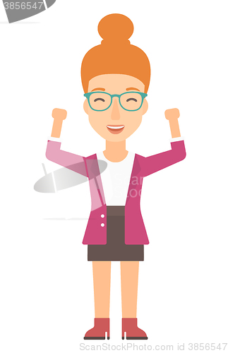 Image of Woman with raised hands up.