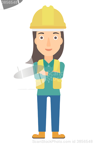 Image of Friendly builder with arms crossed.