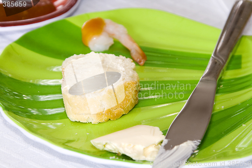 Image of Close up on sliced bread with butter