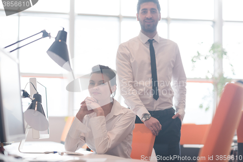 Image of portrait of business couple at office