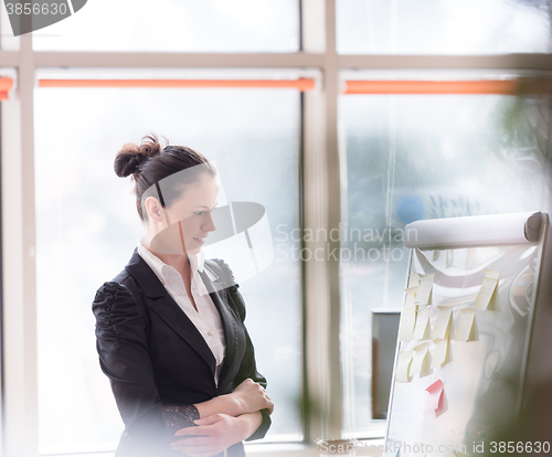 Image of portrait of young business woman at modern office