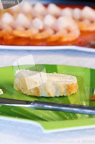 Image of Close up on sliced bread on a table