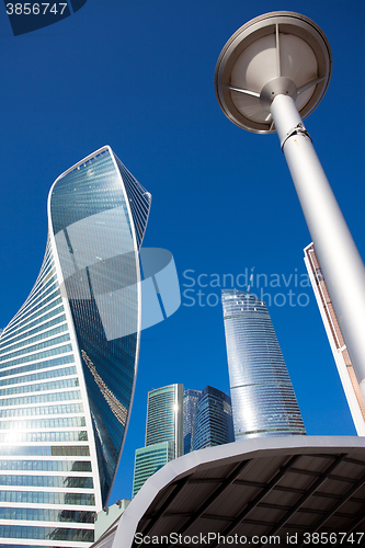 Image of Office building on blue sky background