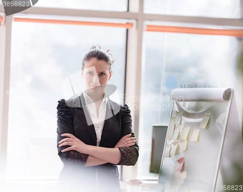 Image of portrait of young business woman at modern office