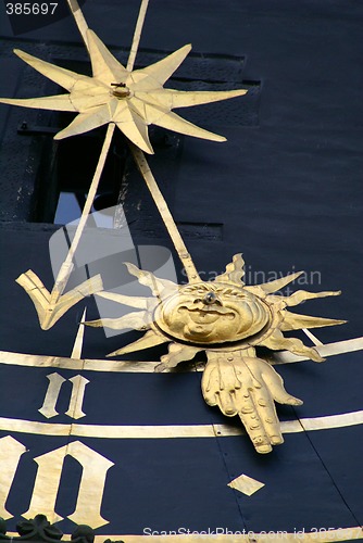 Image of hands of clock on the city tower