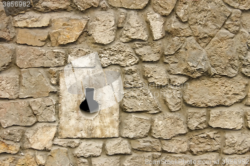 Image of Loophole in medieval masonry stone fortress