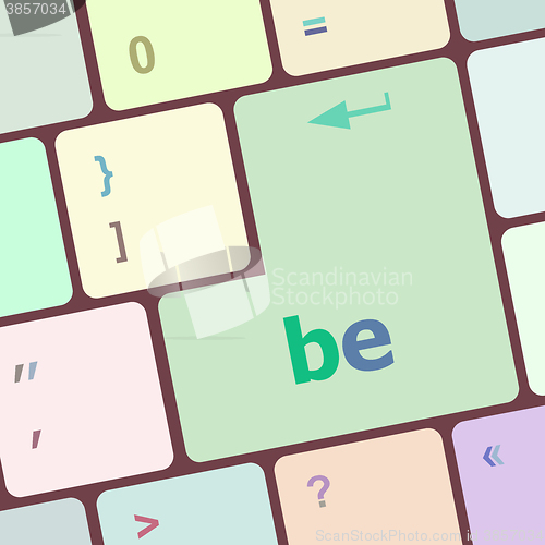 Image of be word on keyboard key, notebook computer button vector illustration