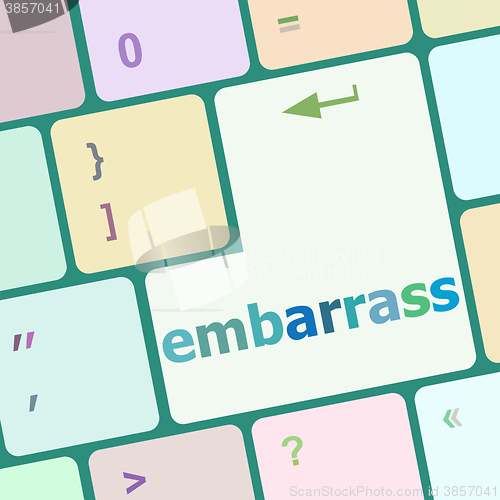 Image of The word embarrass on a computer keyboard vector illustration