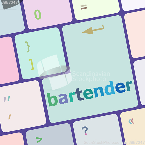 Image of message bartender on enter key of keyboard vector illustration