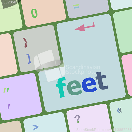 Image of feet word on keyboard key, notebook computer button vector illustration