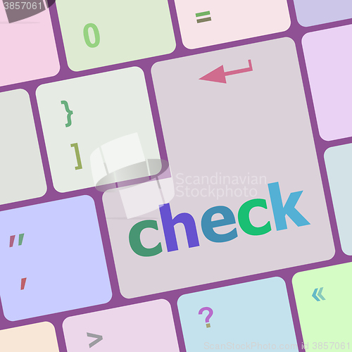 Image of check button on computer pc keyboard key vector illustration