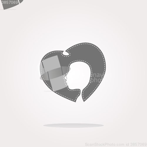 Image of vector icon with heart and woman head. Web Icon Art. Graphic Icon Drawing