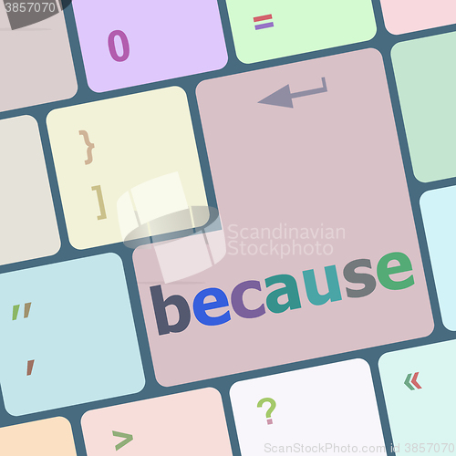 Image of because word on computer pc keyboard key vector illustration
