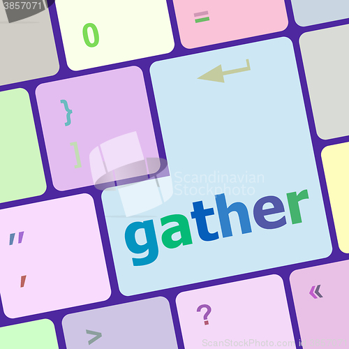 Image of gather button on computer pc keyboard key vector illustration