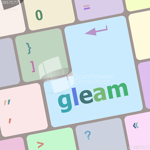 Image of gleam word on computer pc keyboard key vector illustration