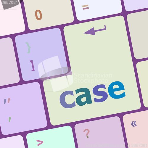 Image of case word on keyboard key, notebook computer button vector illustration