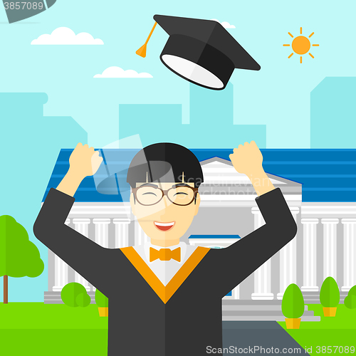 Image of Graduate throwing up his hat.