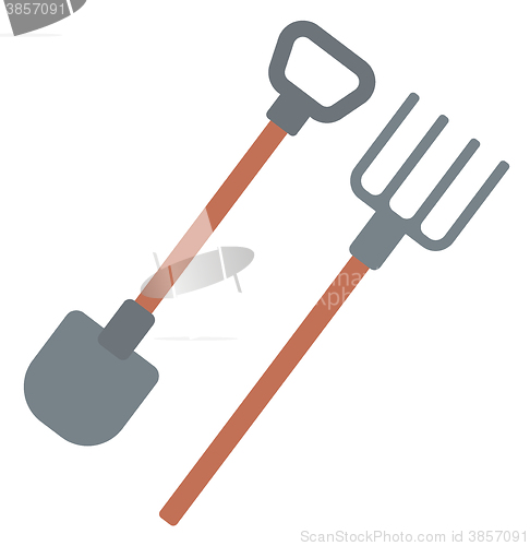 Image of Agricultural shovel and pitchfork.