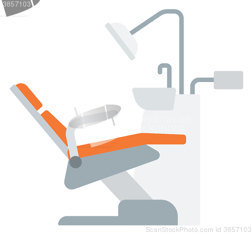 Image of Dental chair with instruments and tools.