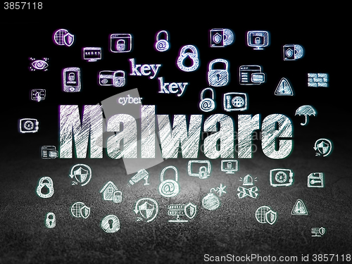 Image of Safety concept: Malware in grunge dark room