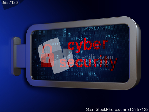 Image of Security concept: Cyber Security and Closed Padlock on billboard background