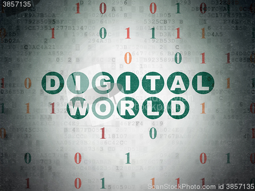 Image of Information concept: Digital World on Digital Paper background