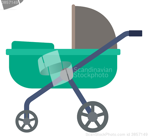 Image of Green baby carriage.