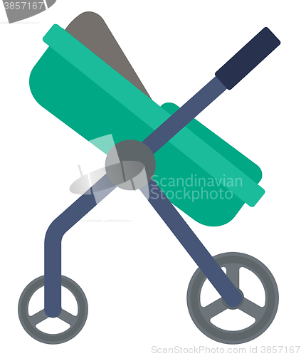 Image of Green baby carriage.