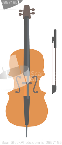 Image of Wooden cello with bow
