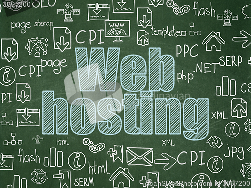 Image of Web design concept: Web Hosting on School board background