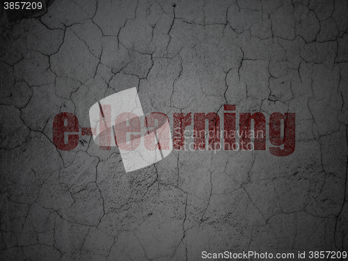 Image of Learning concept: E-learning on grunge wall background