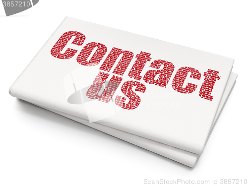 Image of Advertising concept: Contact Us on Blank Newspaper background