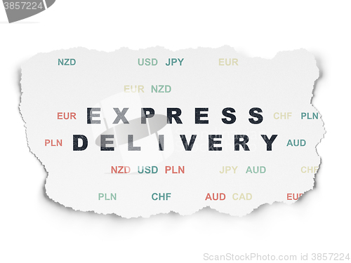 Image of Finance concept: Express Delivery on Torn Paper background