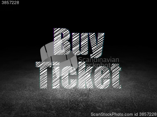 Image of Travel concept: Buy Ticket in grunge dark room