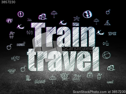 Image of Vacation concept: Train Travel in grunge dark room