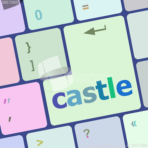 Image of Modern computer keyboards enter keys with castle word vector illustration