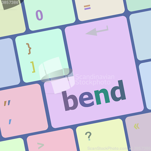 Image of bend word on keyboard key, notebook computer button vector illustration