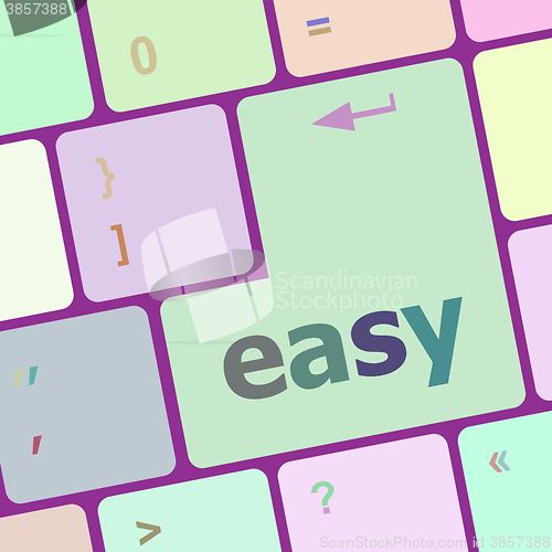 Image of white keyboard with easy button vector illustration