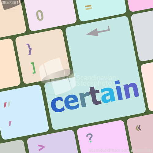 Image of certain word on computer pc keyboard key vector illustration