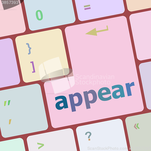 Image of appear word on computer keyboard key vector illustration