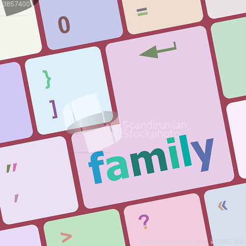 Image of Vacation concept computer keyboard with word Family  vector illustration
