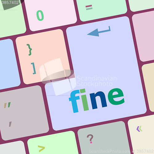 Image of fine word on keyboard key, notebook computer button vector illustration