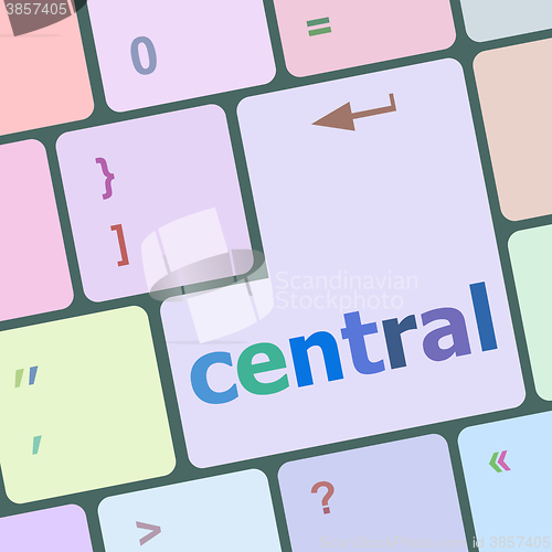 Image of central button on computer pc keyboard key vector illustration