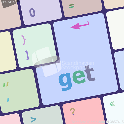 Image of get word on keyboard key, notebook computer button vector illustration