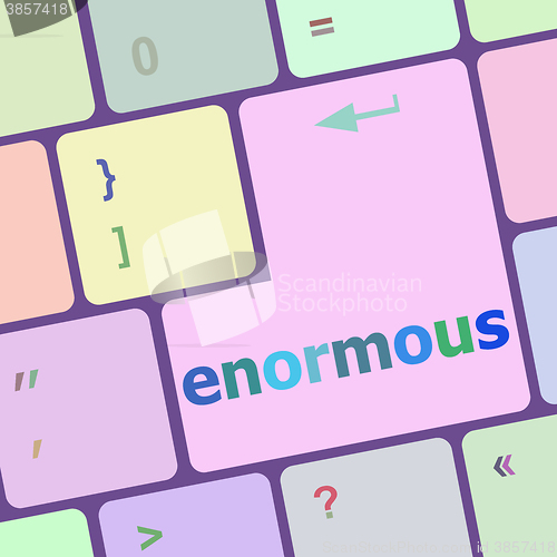 Image of enormous word on keyboard key, notebook computer button vector illustration