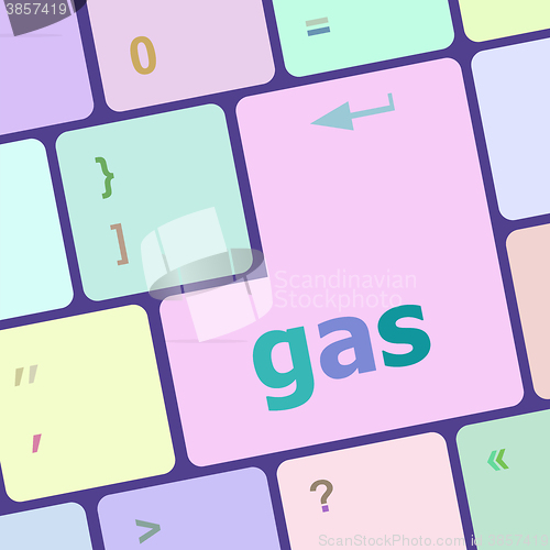 Image of gas word on keyboard key, notebook computer button vector illustration