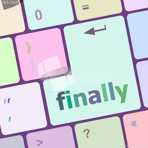 Image of finally button on computer pc keyboard key vector illustration