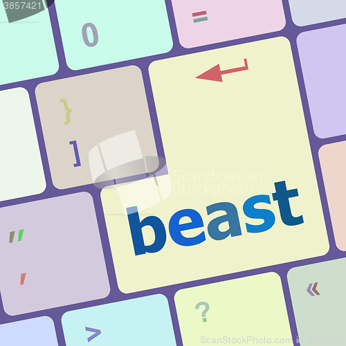Image of beast word on keyboard key, notebook computer button vector illustration