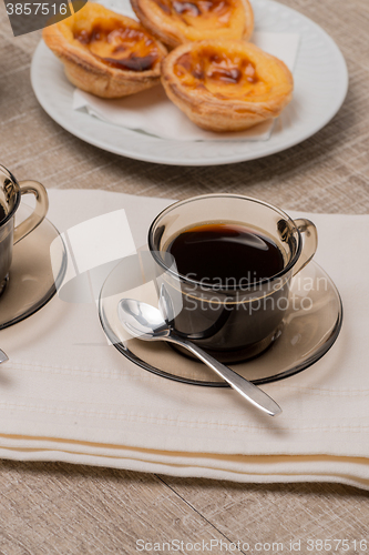 Image of Portuguese Custard Tarts with Coffee